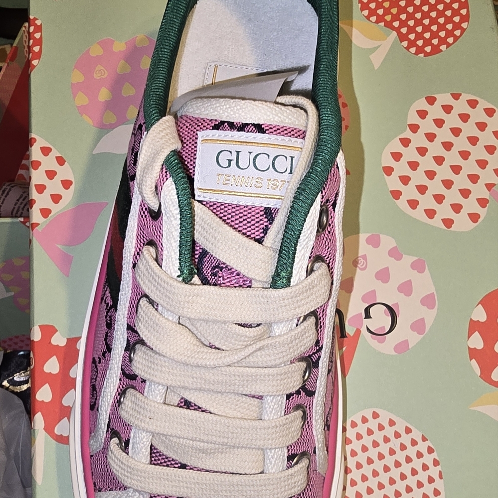 Gucci Pink and Green Sneakers